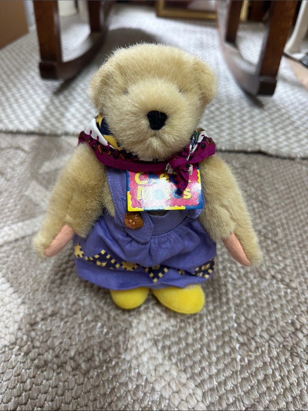 Muffy Vanderbear Plush Teddy Checkmates Purple Dress with Yellow Shoes and Scarf